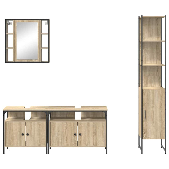 Set de mobilier pentru baie 4 pcs Stejar Sonoma Lemn compozit - WALTI WALTI
