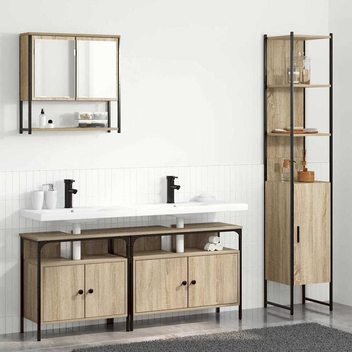 Set de mobilier pentru baie cu raft Pe perete 4 pcs Stejar sonoma Mediu - WALTI WALTI