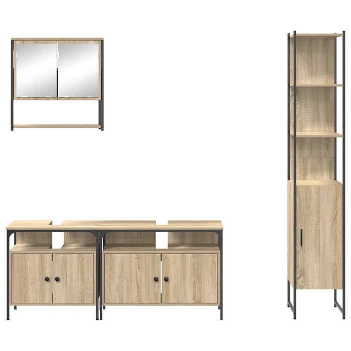 Set de mobilier pentru baie cu raft Pe perete 4 pcs Stejar sonoma Mediu - WALTI WALTI