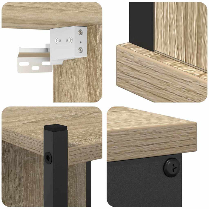 Set de mobilier pentru baie cu raft Pe perete cu depozitare cu ușă cu oglindă 4 pcs Stejar sonoma - WALTI WALTI
