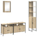 Set de mobilier pentru baie cu raft Pe perete cu depozitare cu ușă cu oglindă 4 pcs Stejar sonoma - WALTI WALTI
