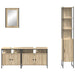 Set de mobilier pentru baie cu raft Pe perete cu depozitare cu ușă cu oglindă 4 pcs Stejar sonoma - WALTI WALTI