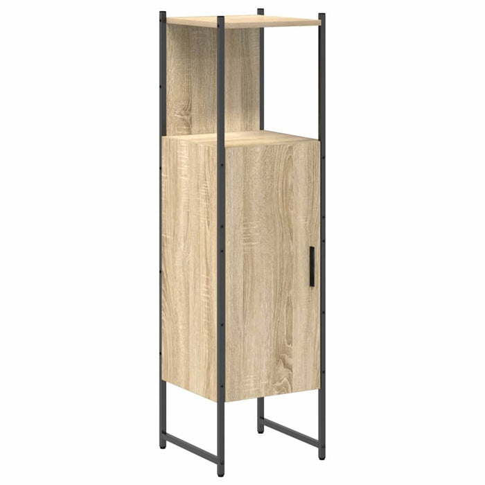 Set de mobilier pentru baie cu raft Pe perete Altele cu depozitare cu ușă cu oglindă 4 pcs Stejar sonoma - WALTI WALTI