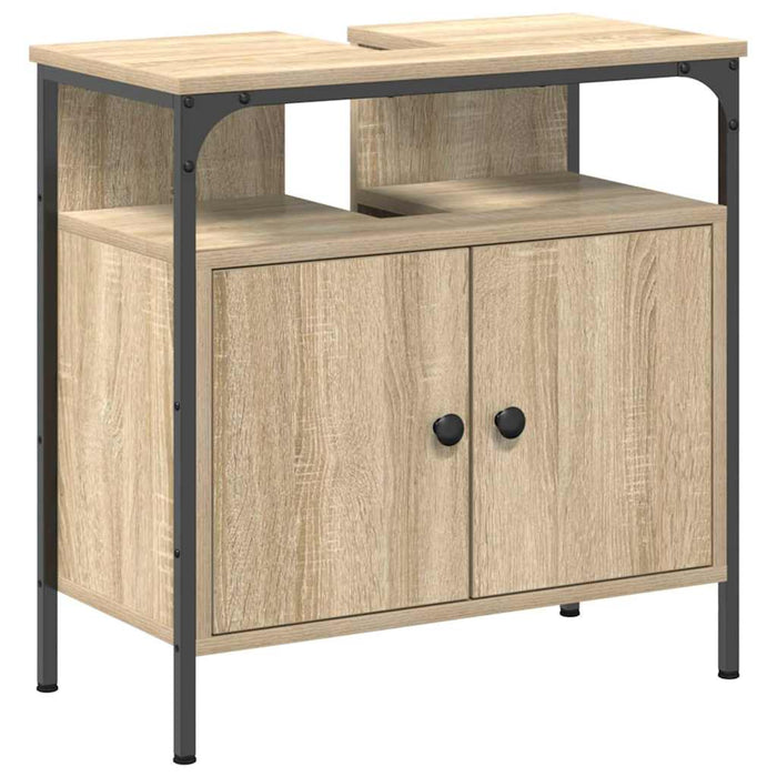 Set de mobilier pentru baie cu raft Pe perete Altele cu depozitare cu ușă cu oglindă 4 pcs Stejar sonoma - WALTI WALTI