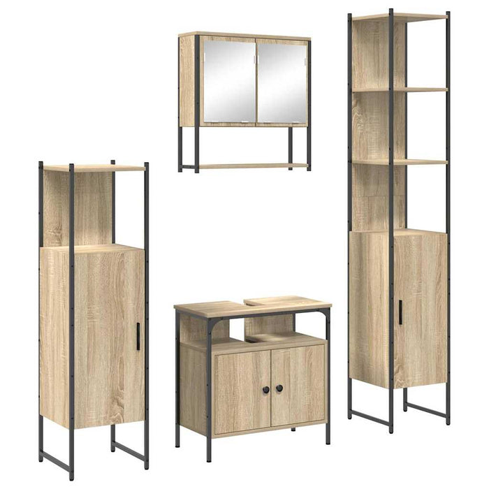 Set de mobilier pentru baie 4 pcs Stejar Sonoma Lemn compozit - WALTI WALTI