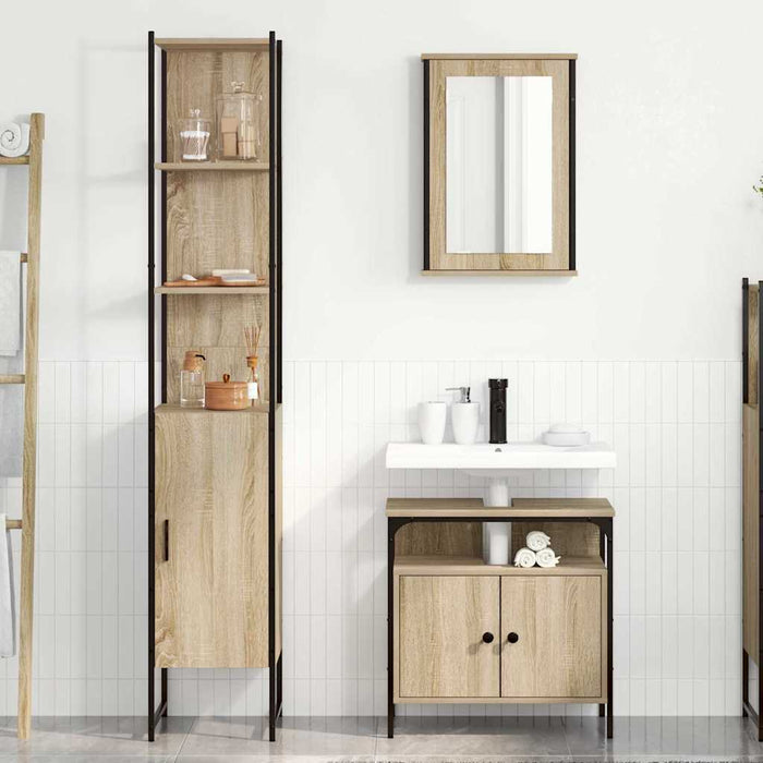 Set de mobilier pentru baie 3 pcs Stejar Sonoma Lemn compozit - WALTI WALTI