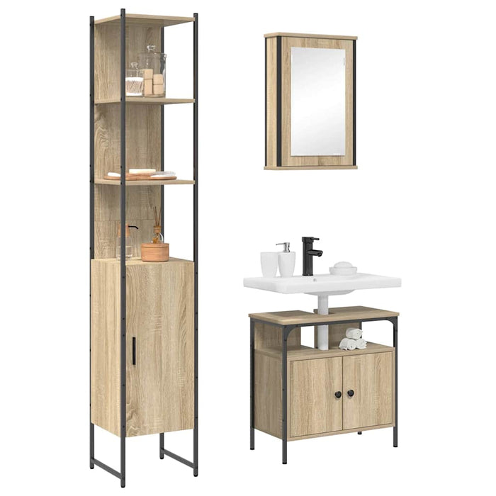 Set de mobilier pentru baie 3 pcs Stejar Sonoma Lemn compozit - WALTI WALTI