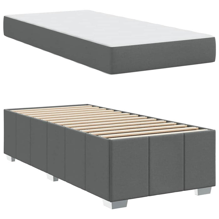 Cadru de pat cu saltea Gri închis 100 x 200 cm țesătură WALTI