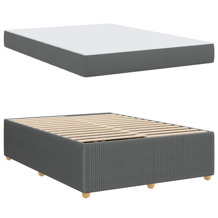 Cadru de pat cu saltea Gri închis 160 x 200 cm țesătură - WALTI WALTI