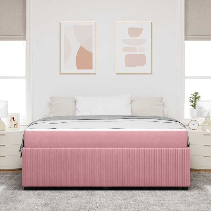 Cadru de pat cu saltea cu saltea Roz 180 x 200 cm Catifea - WALTI WALTI