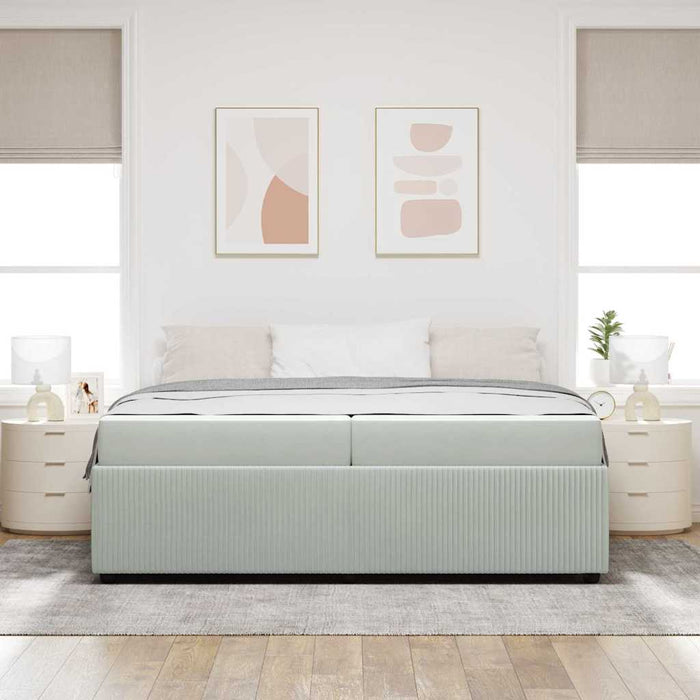 Cadru de pat cu saltea Gri deschis 200 x 200 cm Catifea - WALTI WALTI
