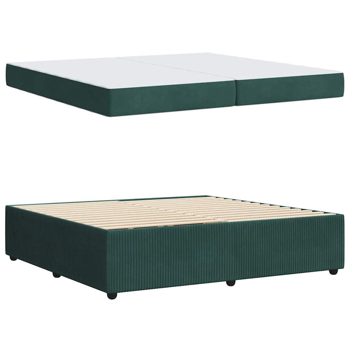 Cadru de pat cu saltea Verde închis 200 x 200 cm Catifea - WALTI WALTI