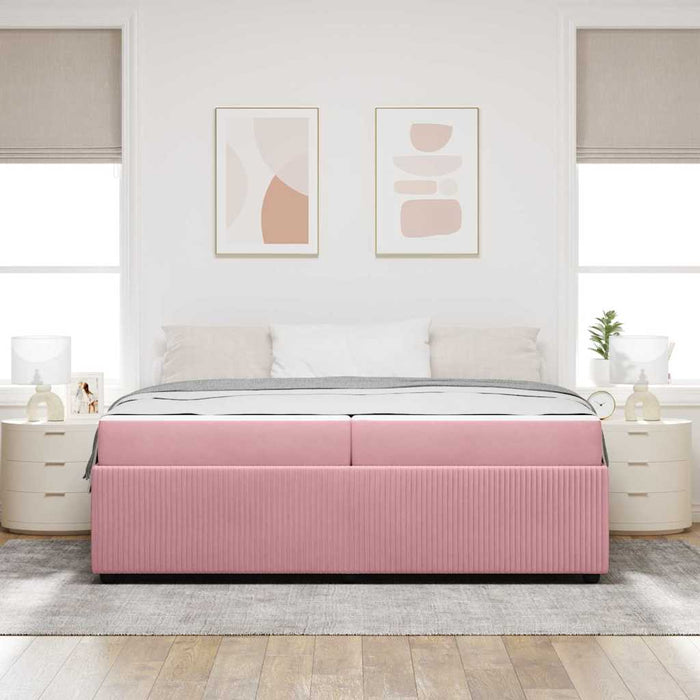 Cadru de pat cu saltea cu saltea Roz 200 x 200 cm Catifea - WALTI WALTI