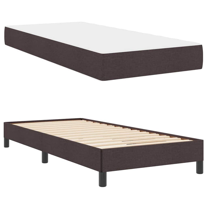 Pat cu arcuri cu saltea Maro închis 80 x 200 cm țesătură - WALTI WALTI
