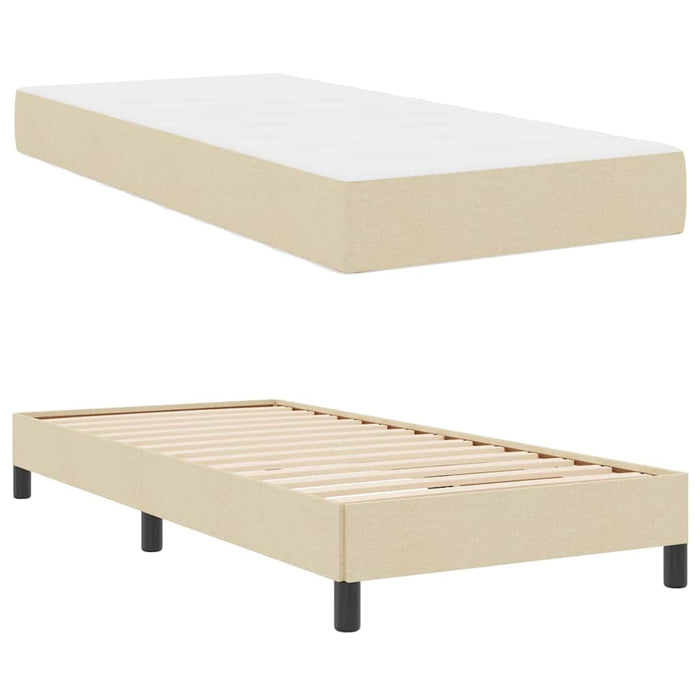 Pat cu arcuri cu saltea Crem 90 x 200 cm țesătură - WALTI WALTI