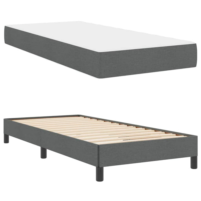 Pat cu arcuri cu saltea Gri închis 100 x 200 cm țesătură - WALTI WALTI