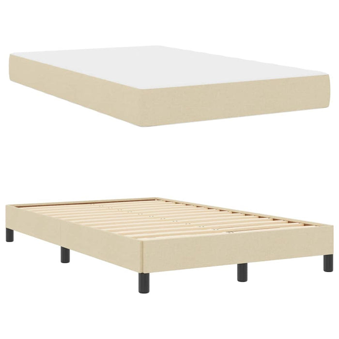 Pat cu arcuri cu saltea Crem 120 x 200 cm țesătură - WALTI WALTI