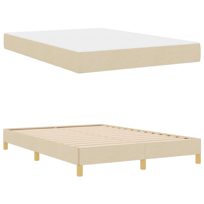 Pat cu arcuri cu saltea Crem 140 x 190 cm țesătură - WALTI WALTI