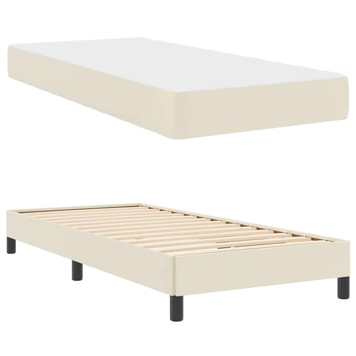 Cadru de pat cu saltea Crem 80 x 200 cm țesătură - WALTI WALTI