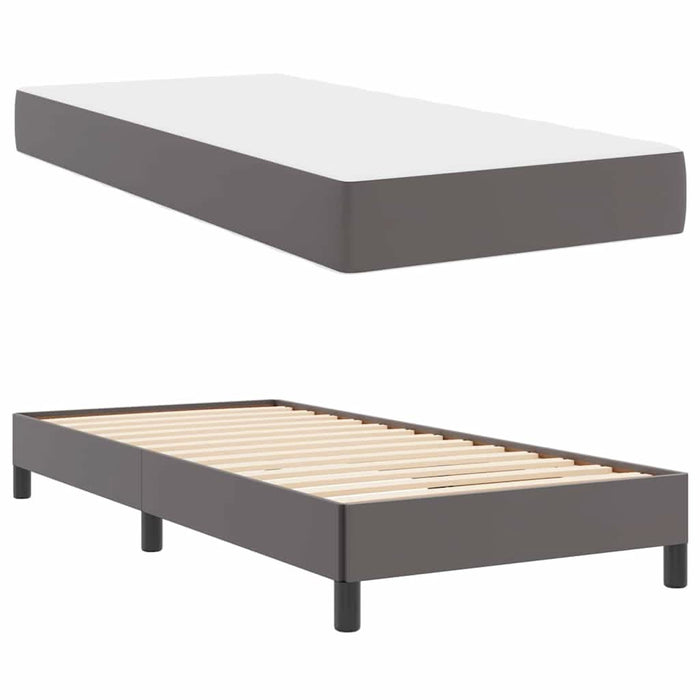 Cadru de pat cu saltea Gri 90 x 200 cm țesătură - WALTI WALTI