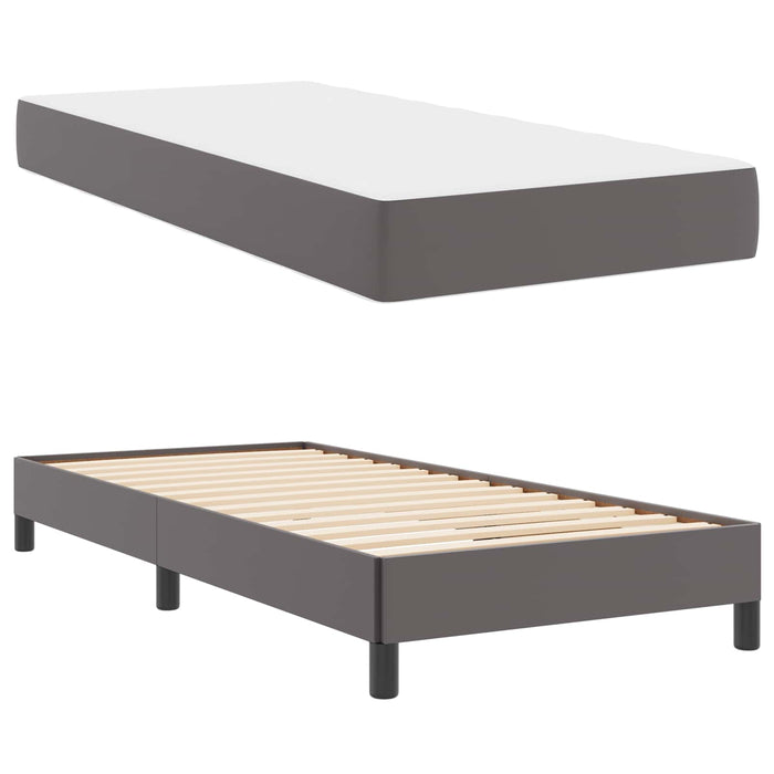 Cadru de pat cu saltea Gri 100 x 200 cm țesătură - WALTI WALTI