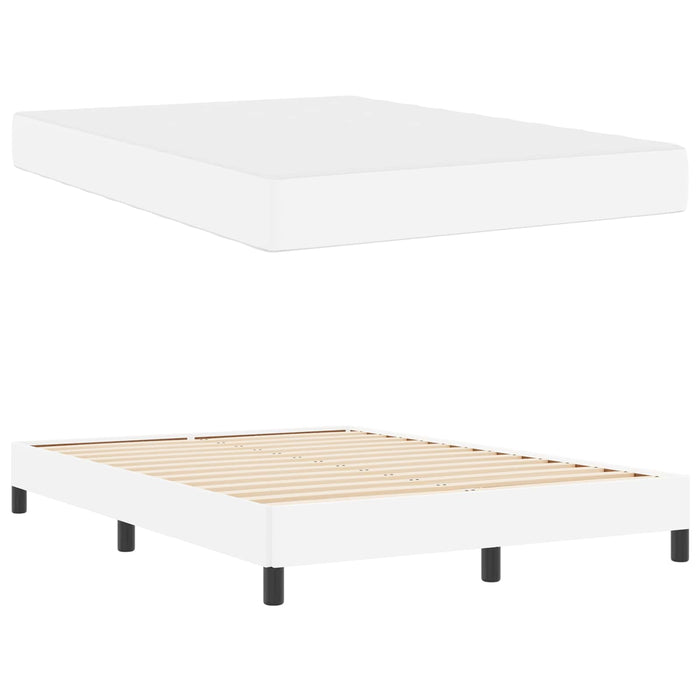Cadru de pat cu saltea Alb pur 140 x 190 cm țesătură - WALTI WALTI