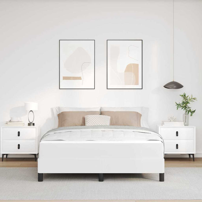 Cadru de pat cu saltea Alb pur 160 x 200 cm țesătură - WALTI WALTI