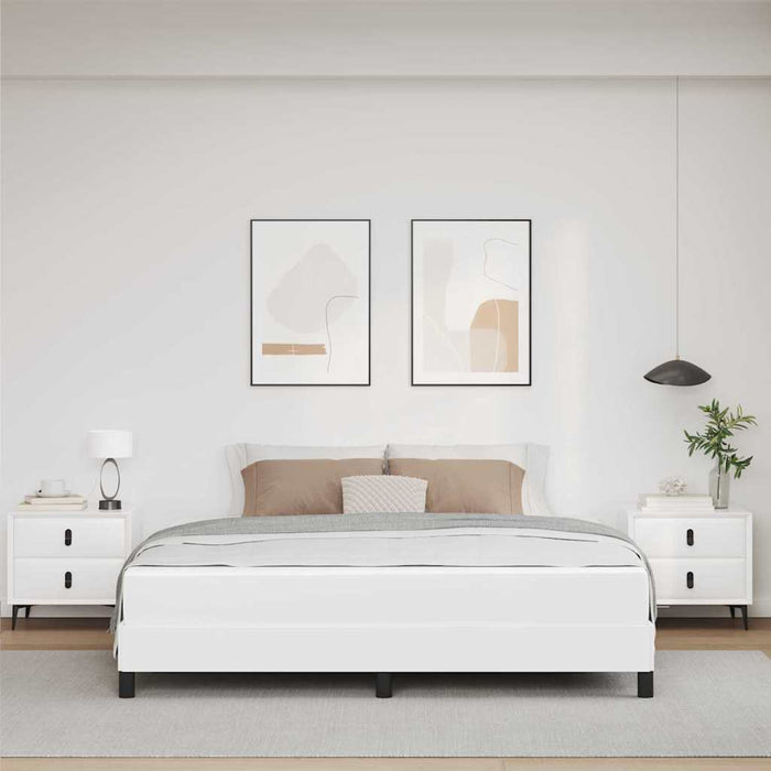 Cadru de pat cu saltea Alb pur 180 x 200 cm țesătură - WALTI WALTI