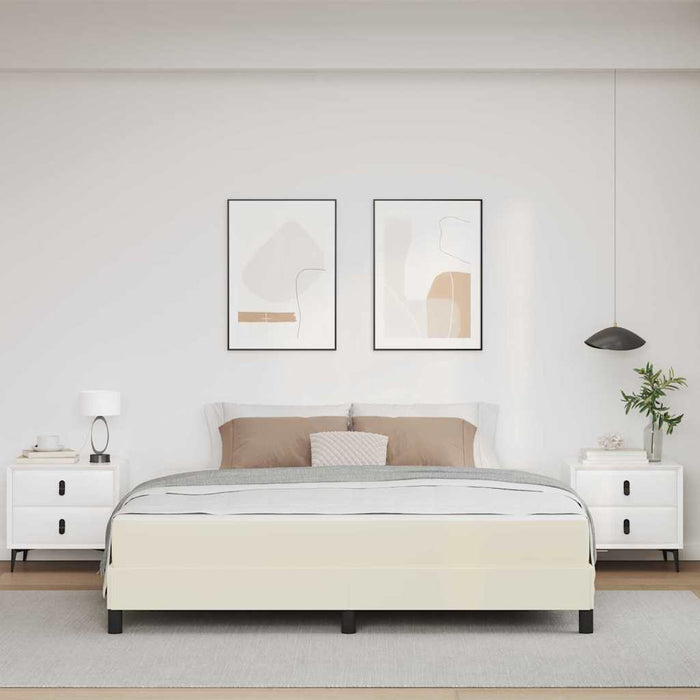 Cadru de pat cu saltea Crem 180 x 200 cm țesătură - WALTI WALTI