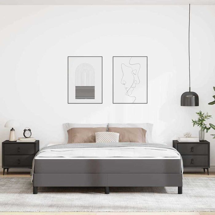 Cadru de pat cu saltea Gri 180 x 200 cm țesătură - WALTI WALTI