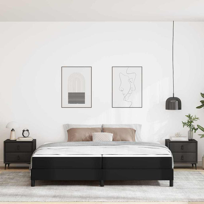Cadru de pat cu saltea Negru 200 x 200 cm țesătură - WALTI WALTI