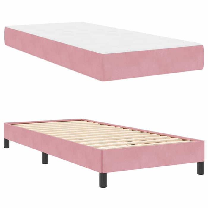 Pat boxspring cu saltea cu saltea Roz 80 x 200 cm Catifea - WALTI WALTI