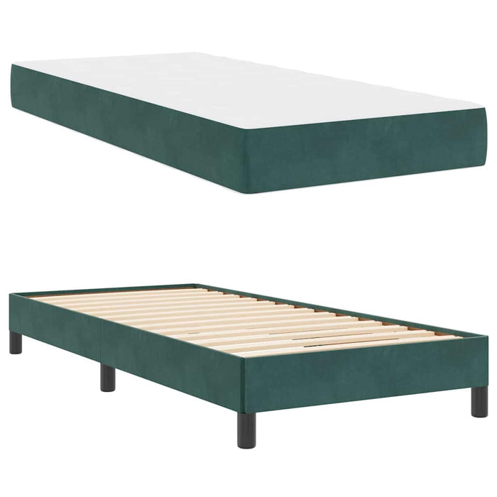 Pat boxspring cu saltea Verde închis 90 x 190 cm Catifea - WALTI WALTI