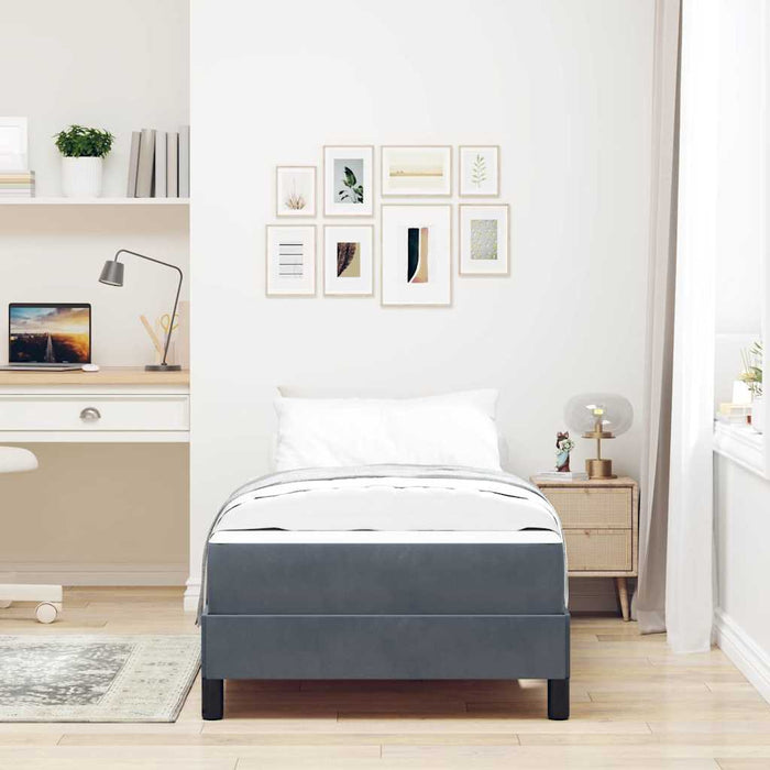 Pat boxspring cu saltea Gri închis 90 x 200 cm Catifea - WALTI WALTI