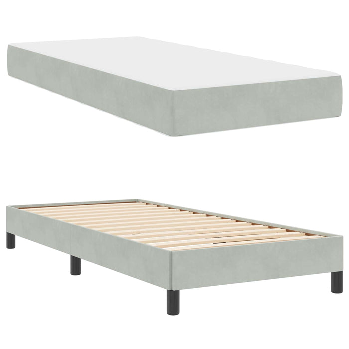 Pat cu arcuri cu saltea Gri deschis 100 x 200 cm țesătură - WALTI WALTI