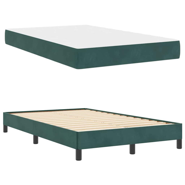 Pat boxspring cu saltea Verde închis 120 x 190 cm Catifea - WALTI WALTI
