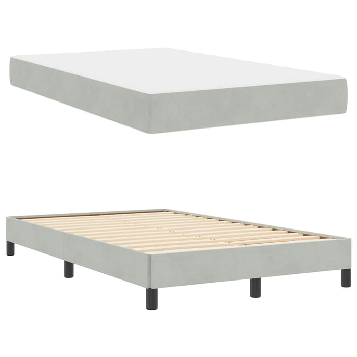 Pat boxspring cu saltea Gri deschis 120 x 200 cm Catifea - WALTI WALTI