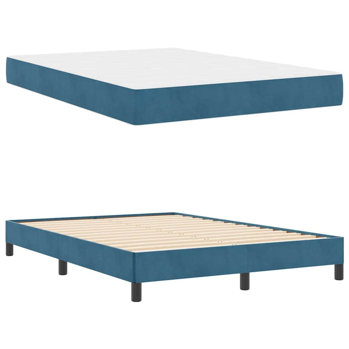 Pat boxspring cu saltea Albastru închis 140 x 190 cm Catifea - WALTI WALTI