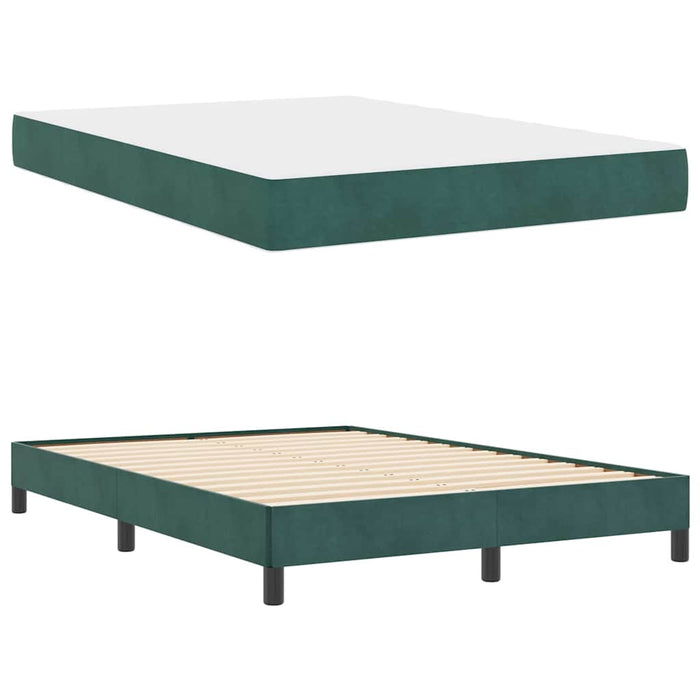 Pat boxspring cu saltea Verde închis 160 x 200 cm Catifea - WALTI WALTI