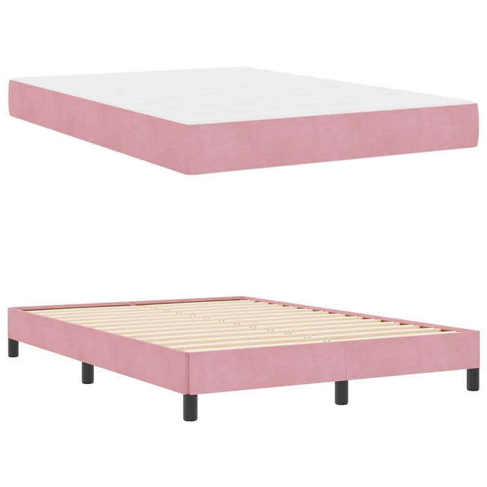 Pat boxspring cu saltea cu saltea Roz 160 x 200 cm Catifea - WALTI WALTI