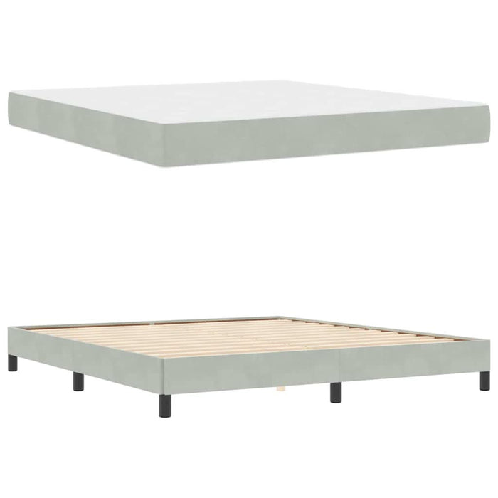 Pat boxspring cu saltea Gri deschis 180 x 200 cm Catifea - WALTI WALTI