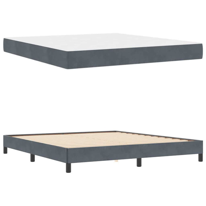 Pat boxspring cu saltea Gri închis 180 x 200 cm Catifea - WALTI WALTI