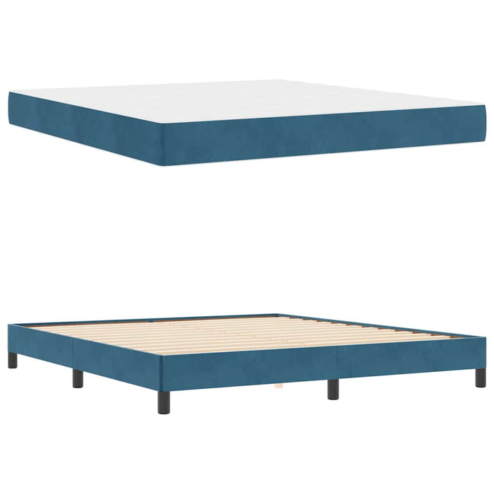 Pat boxspring cu saltea Albastru închis 180 x 200 cm Catifea - WALTI WALTI