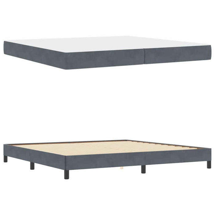 Pat boxspring cu saltea Gri închis 200 x 200 cm Catifea - WALTI WALTI