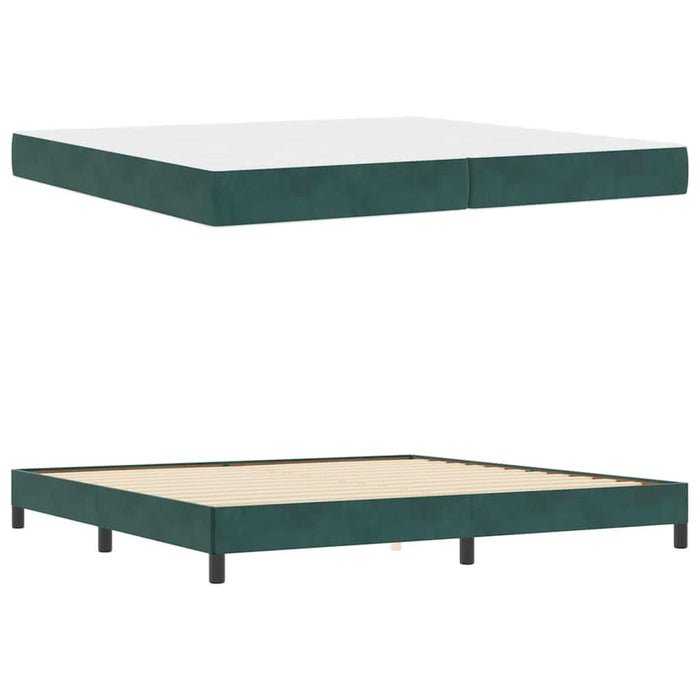 Pat boxspring cu saltea Verde închis 200 x 200 cm Catifea - WALTI WALTI