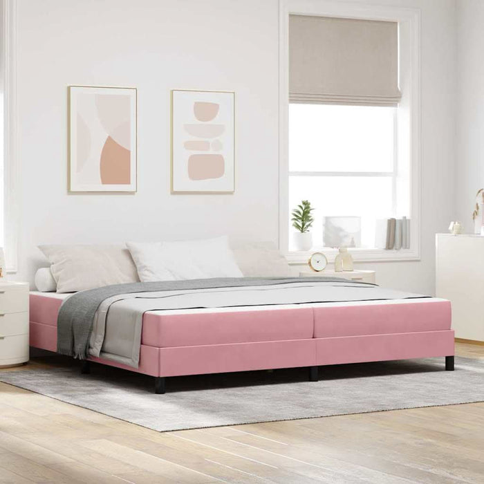 Pat boxspring cu saltea cu saltea Roz 200 x 200 cm Catifea - WALTI WALTI