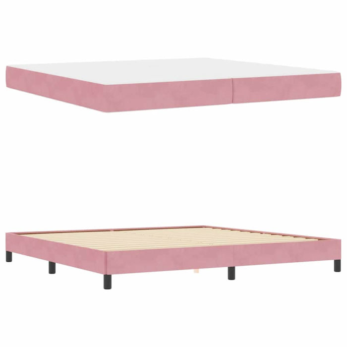 Pat boxspring cu saltea cu saltea Roz 200 x 200 cm Catifea - WALTI WALTI
