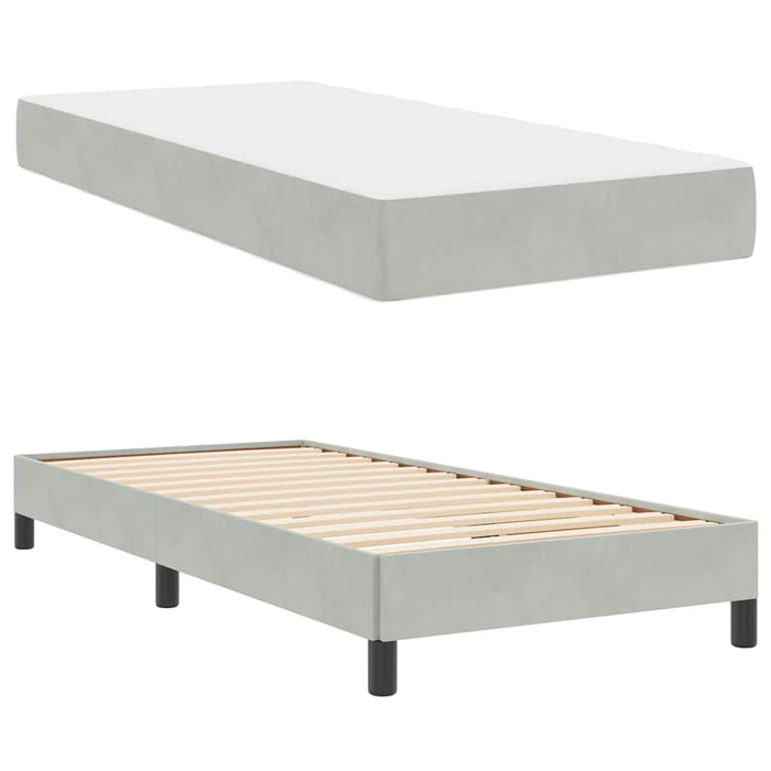 Pat cu arcuri cu saltea Gri deschis 90 x 210 cm țesătură - WALTI WALTI