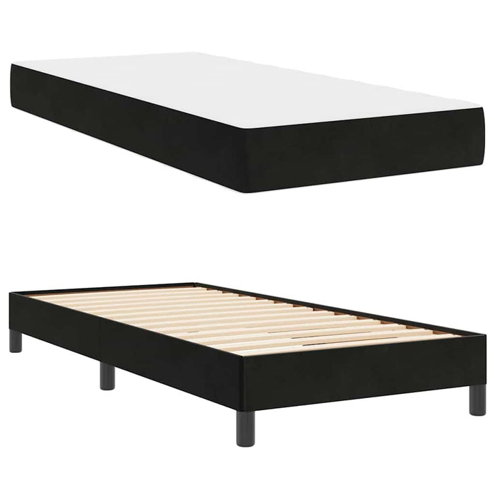 Pat cu arcuri cu saltea Negru 90 x 210 cm țesătură - WALTI WALTI