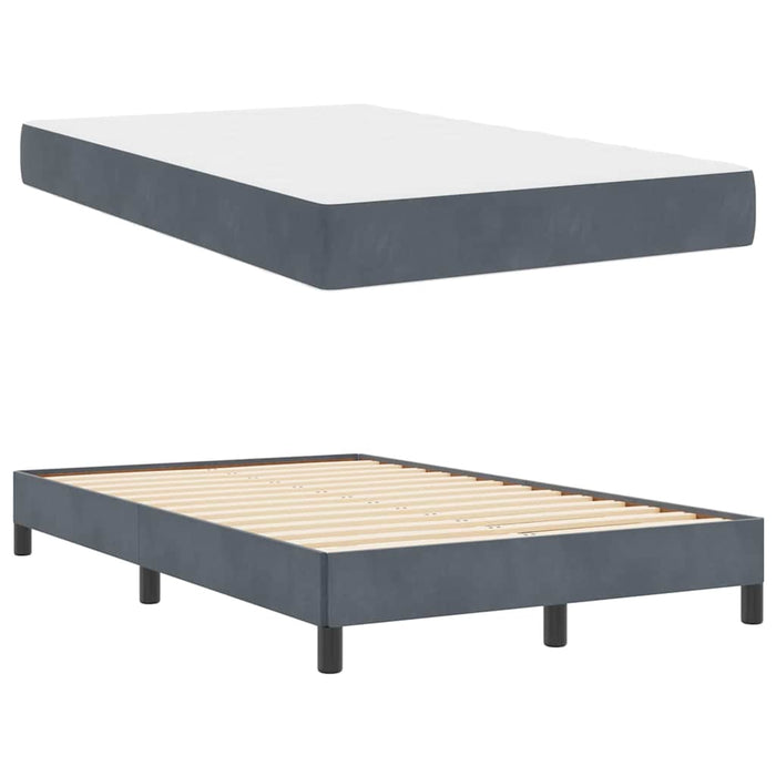 Pat cu arcuri cu saltea Gri închis 120 x 210 cm țesătură WALTI